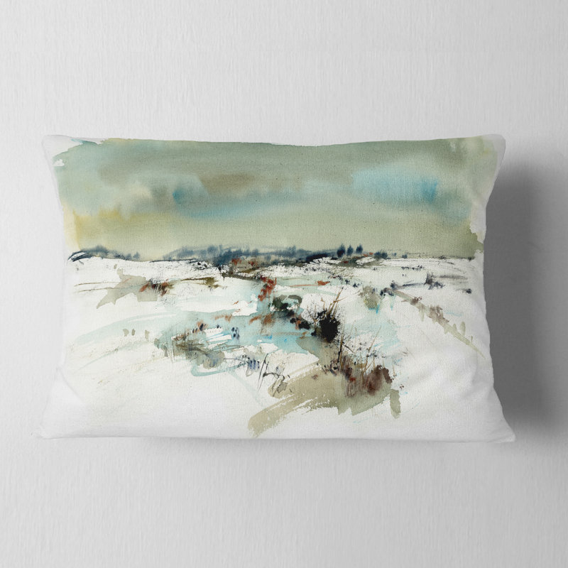 Coussin lombaire aquarelle paysage enneigé