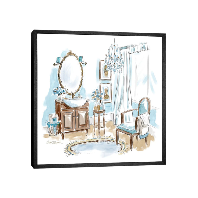 Blue Opulence II by Carol Robinson - Painting on Canvas, 45.72 cm H x 45.72 cm W, Black Framed