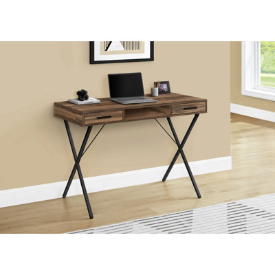 Bureau d'ordinateur, bureau personnel, ordinateur portable, installation à gauche, à droite, tiroirs de rangement, L 42 po, travail, stratifié, métal noir, contemporain, moderne
