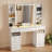 Vanity Set With Extra Large Lighted Mirror, Top Dressing Table With 9 Drawers, Makeup Vanity With Storage Bench, European Style Vanity, Adjustable Brightness Vanity For Bedroom(white-b)