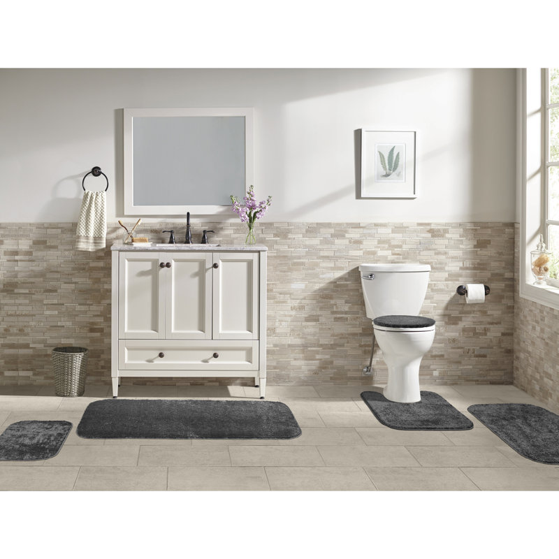 Ensemble de tapis de salle de bain lavable 5 pièces Kammer - Cendré , Gris