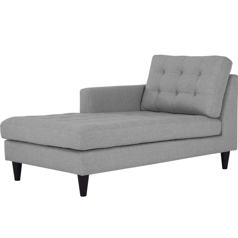 Méridienne Modway Carson Carrington Humlebaek, Velours gris clair, Accoudoir à gauche (vu de face)