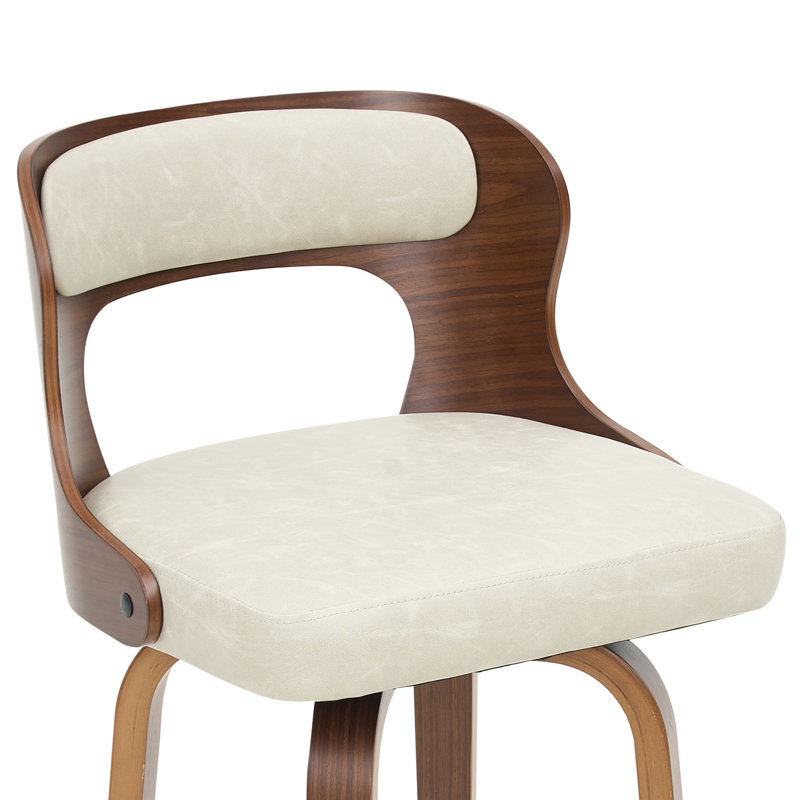 Swivel Faux Leather Counter Height Bar Stools, Beigegray, 1