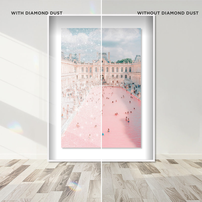 Oliver Gal Pink Pool Pastel - Diamond Dust Shadowbox Framed Wall Art, White, 38" H x 26" W