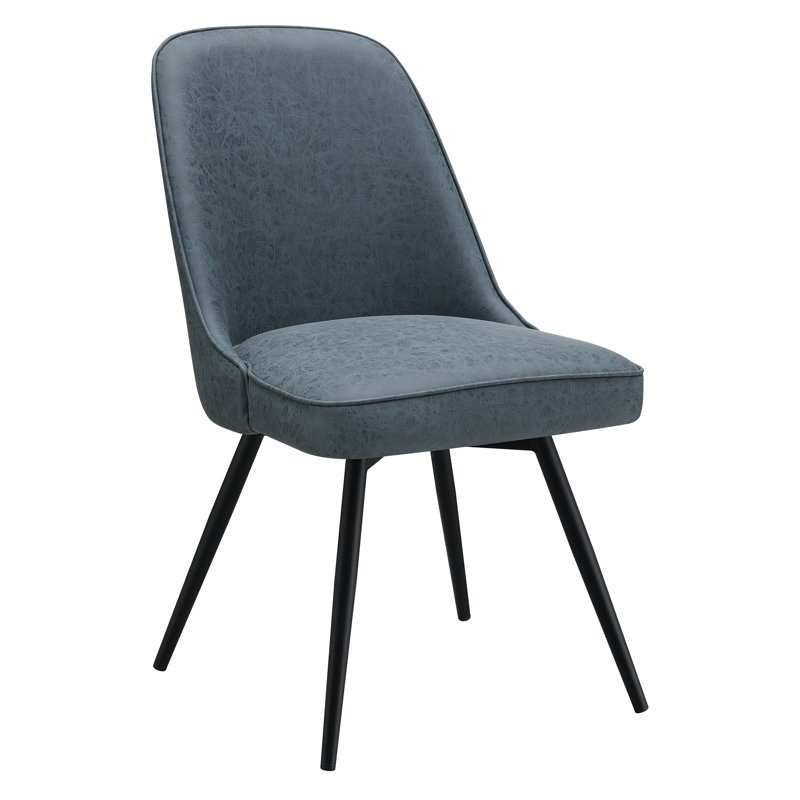 20'' H Faux Leather Upholstered Side Chair, Navy