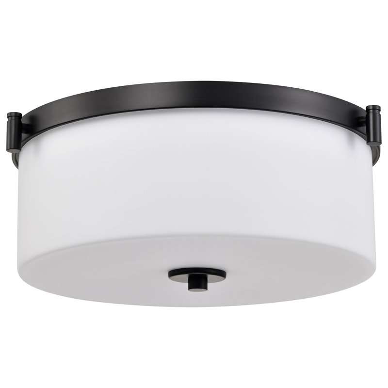 Plafonnier encastré 3 lumières Liam - verre opale blanc, Noir mat