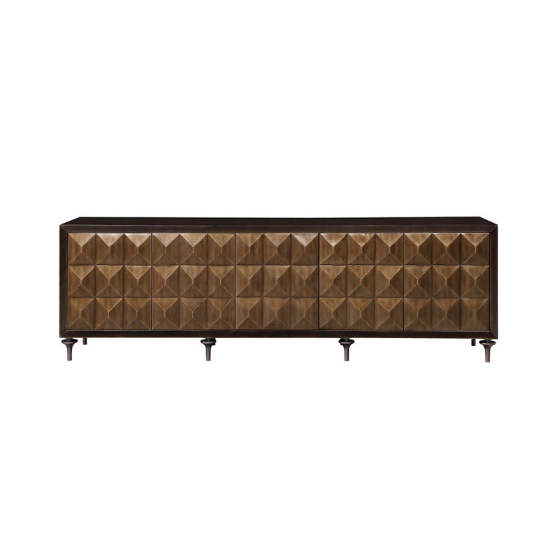 5 Doors Wooden Console Cabinet In Espresso And Forged Bronze