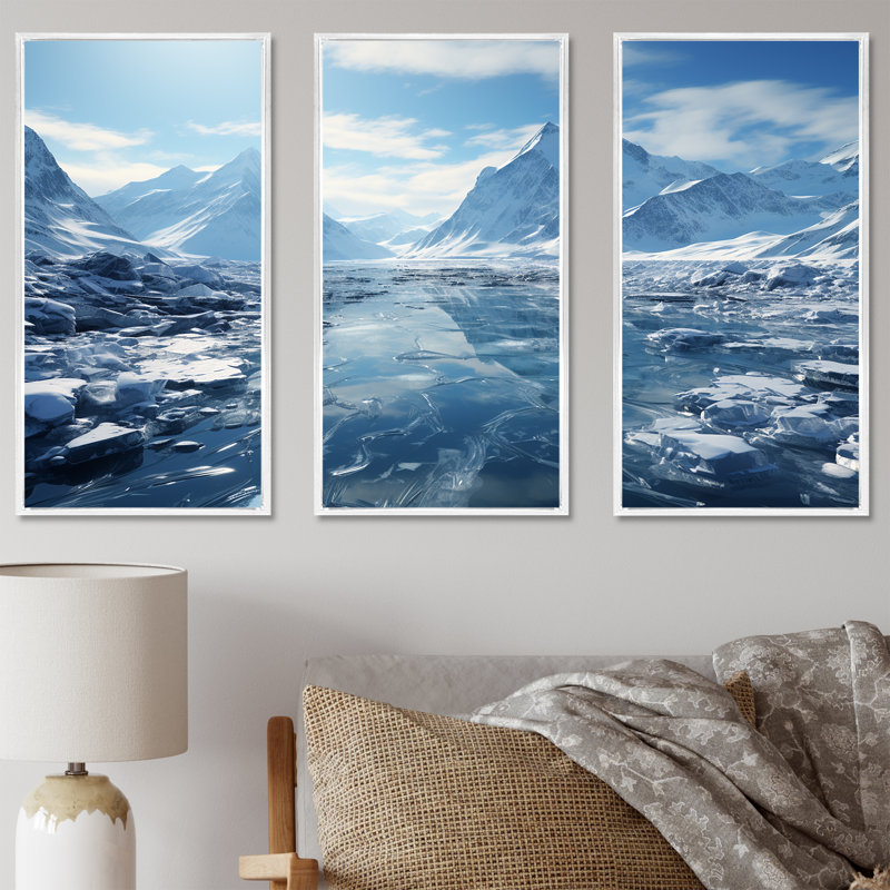 «Glacial Scenery In Canada - Glacier», ensemble de reproduction d'art mural, H 40 po x l 60 po x P 1 po, Cadre flottant blanc