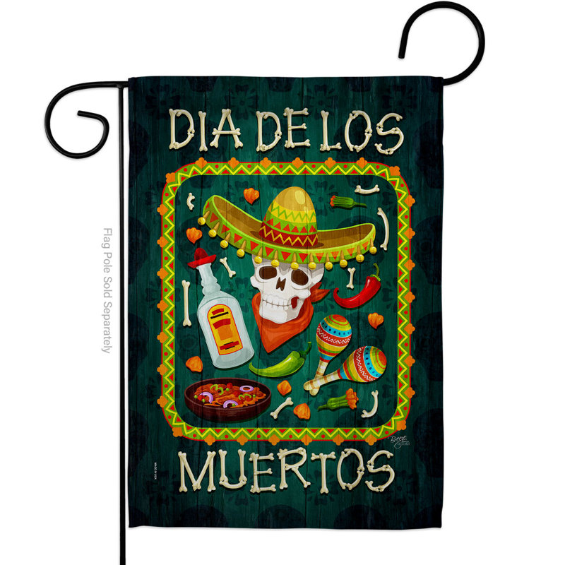 Double Sided 18.5'' H x 13'' W Polyester Day Of The Dead Garden Flag
