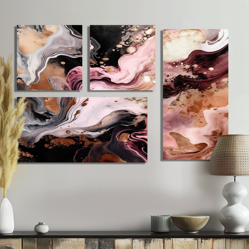 Art mural moderne sur toile 4 pièces, Toile tendue, Ne s’applique pas