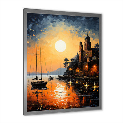 " Port Harbor Elegance Pointillism I " Color Photography Print