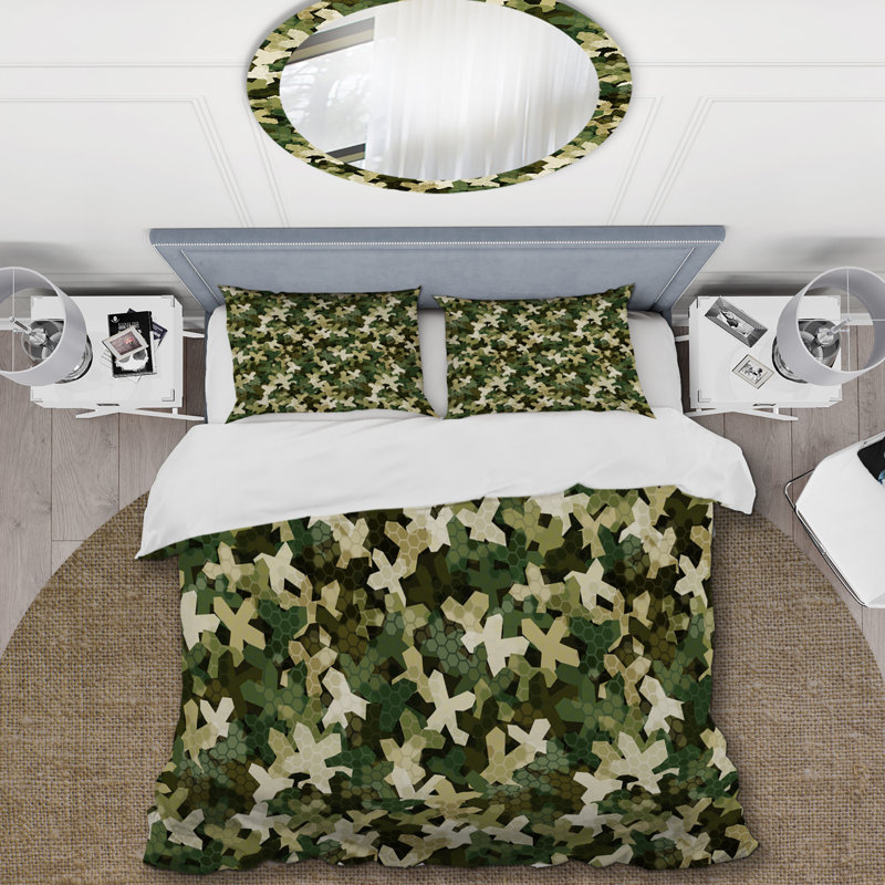 Camouflage vert tendance - ensemble de housse de couette abstrait - microfibre de polyester