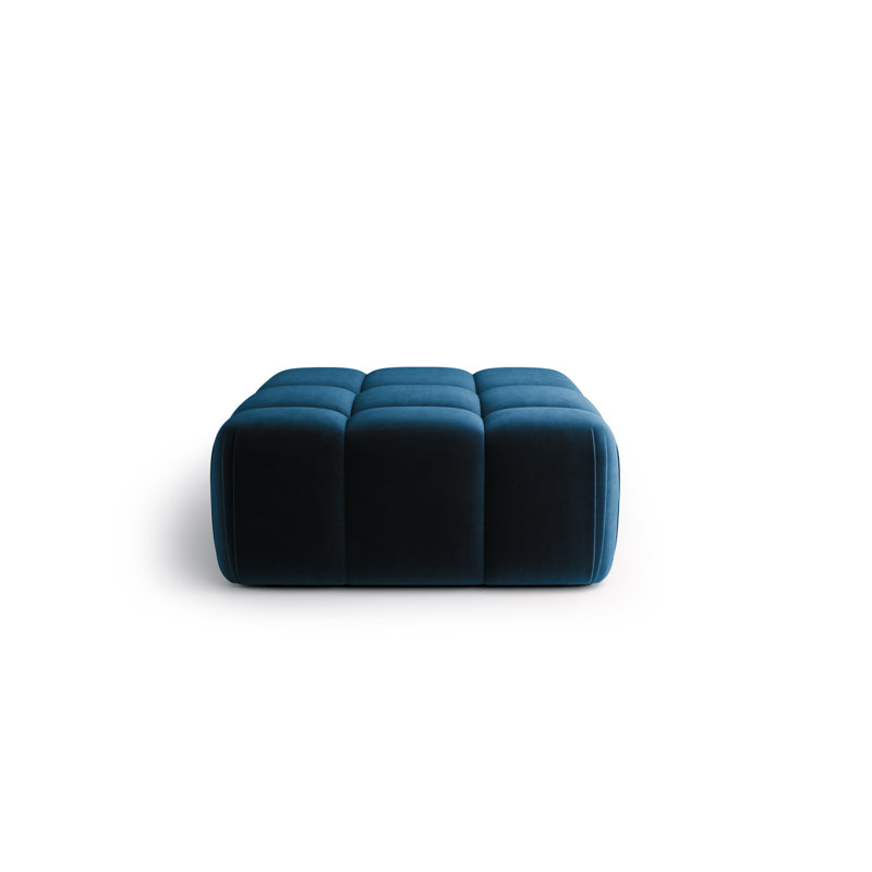 Sofia Luxe Silver Velvet Ottoman – Sculptural Modern Footstool for Modular Seating, Navy