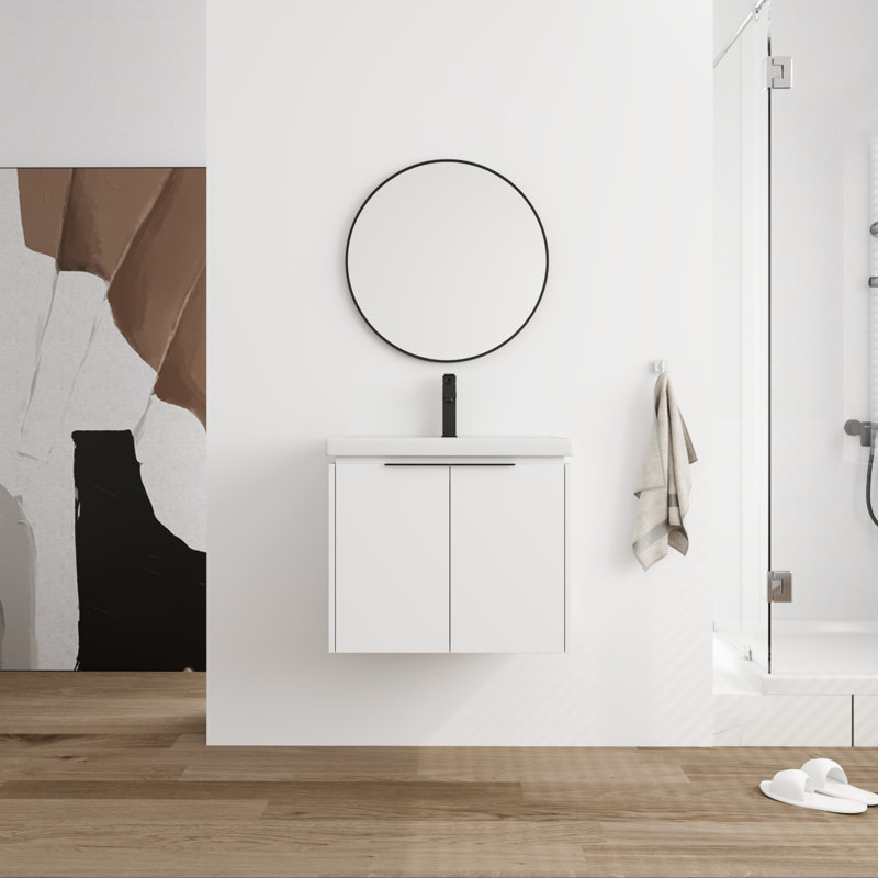 Calumn 24.14 " W 1 Single Vanity Bathroom Vanity With Ceramic Top