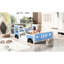 Lit plateforme bleu en forme de voiture pleine grandeur avec roulettes - Bois de pin et conception de voiture ludique-2039678459-2039678460