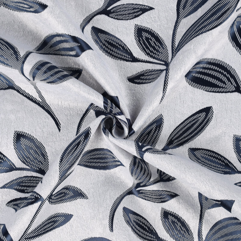 Panneaux de rideaux à passe-tringle en polyester Finklea, L 26 po x L 84 po, Blanc / Marine