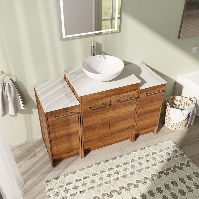 Meuble-lavabo simple autoportant avec comptoir en céramique 47,27 po Khayla