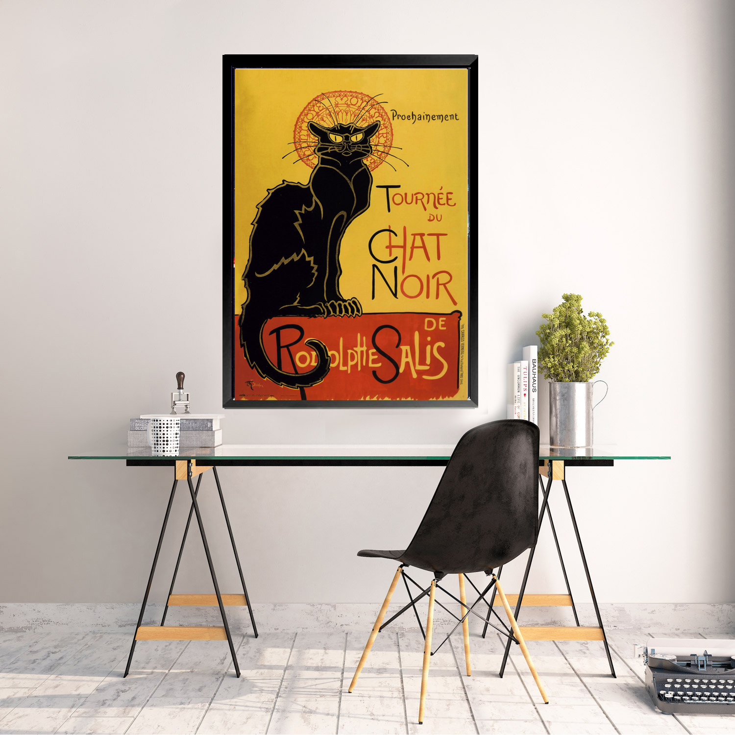 Buy Art For Less FRAMED CHAT NOIR 36x24 VINTAGE Art Print Poster | Wayfair