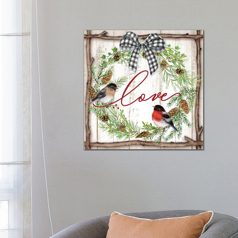 Love Pinecone Wreath by Mollie B. - Wrapped Canvas Print, 66.04 cm H x 66.04 cm W x 1.91 cm D