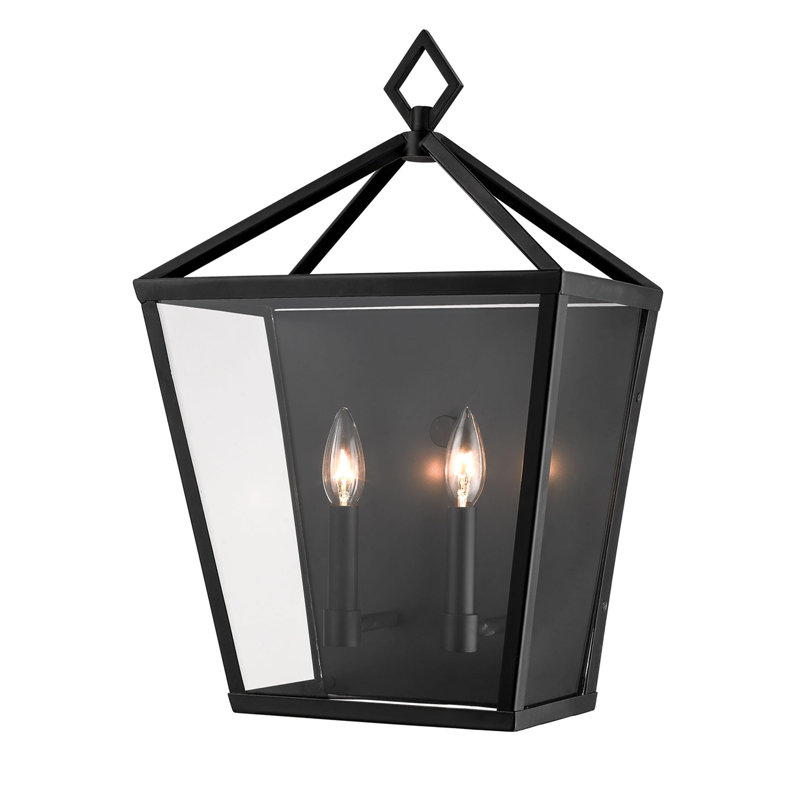 Grande lanterne murale d'extérieur 2 lumières Myndi, Noir, H 20 po x l 13 po x P 8 po