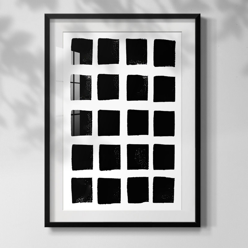 Square Print, White, Black Framed Paper