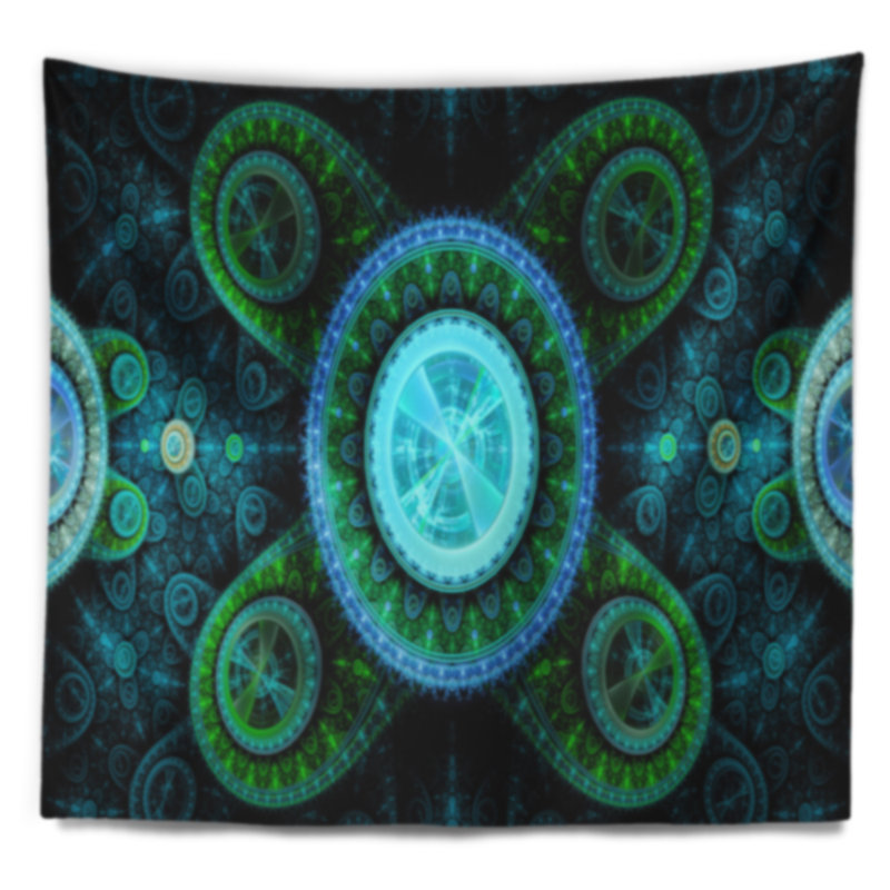 Tapisserie art abstract blue blue psychédélique relaxing, H 78 po x l 92 po