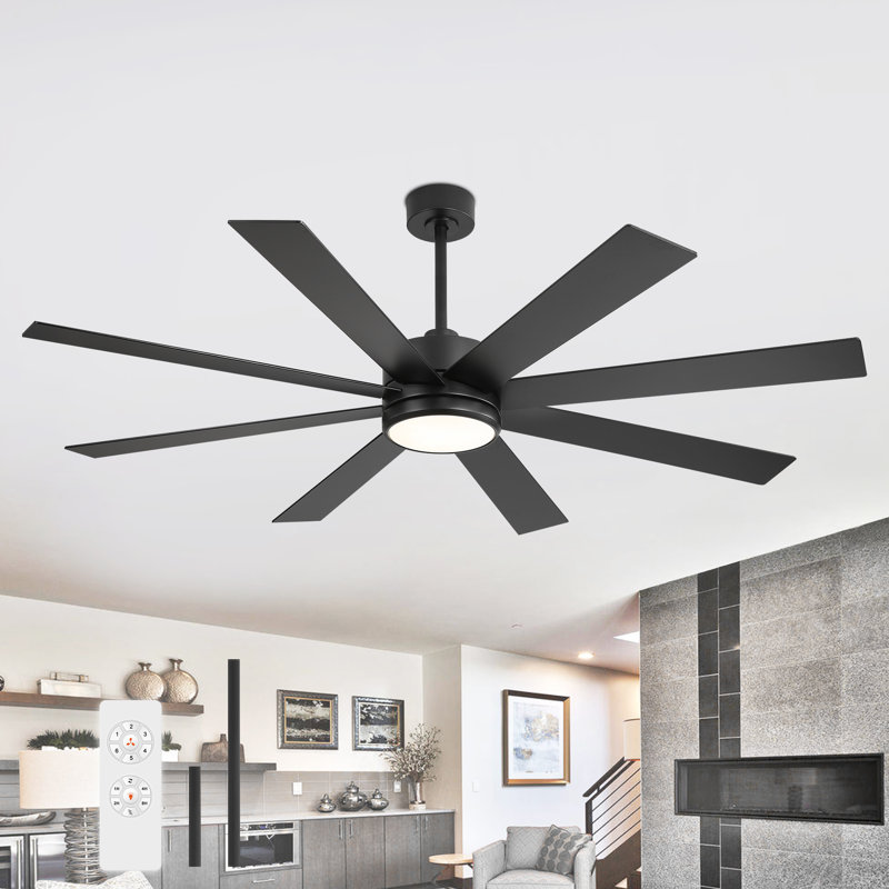 Ventilateur de plafond 65 po Veliz, Noir, Noir, 65"