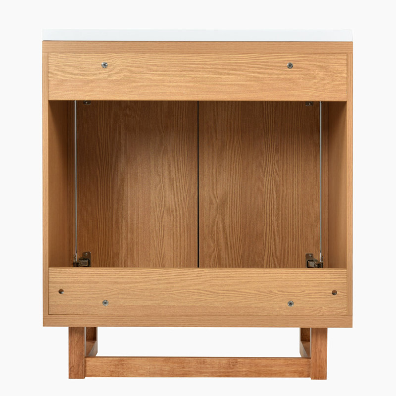 Jadranko 29.5'' Free-standing Solid Wood Bathroom Vanity with Resin Sink, Natural