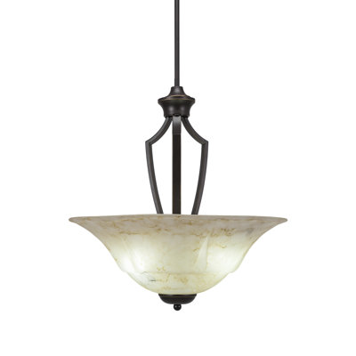 Zilo Pendant 3-Bulbs Shown In Dark Granite Finish With 20" Italian Marble Glass