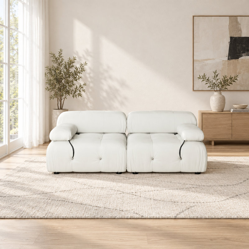 Jesse 69.3'' Velvet Loveseat, Beige Velvet