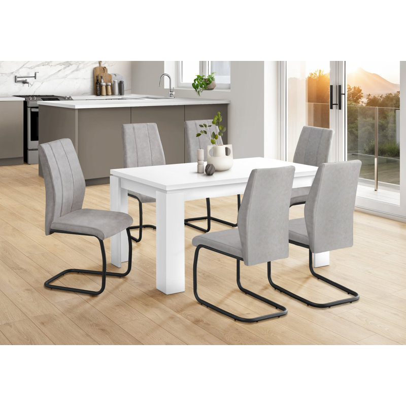 Table de salle à manger, 60 po rectangulaire, cuisine, salle à manger, stratifié blanc, contemporain, moderne, Blanc