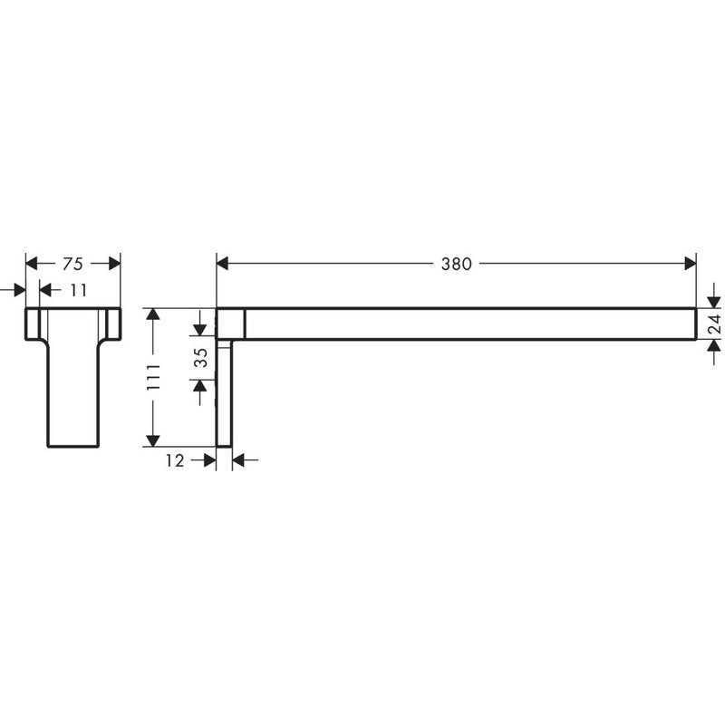 Universal Rectangular Double Towel Bar, Chrome