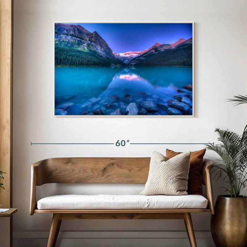Lever de soleil magique de Lake Louise, Cadre flottant blanc, 46 po x 31 po