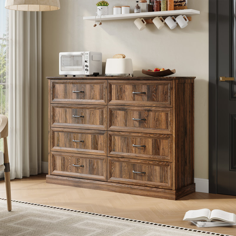 Commode de chambre à coucher 7 tiroirs l 55 po Moad Modern, Beige