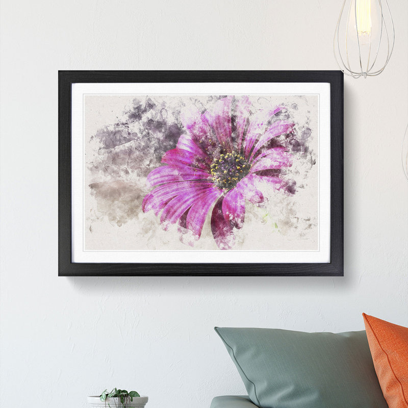 Purple Daisy - Framed Print, 45cm H x 63cm W x 2cm D, Black Framed