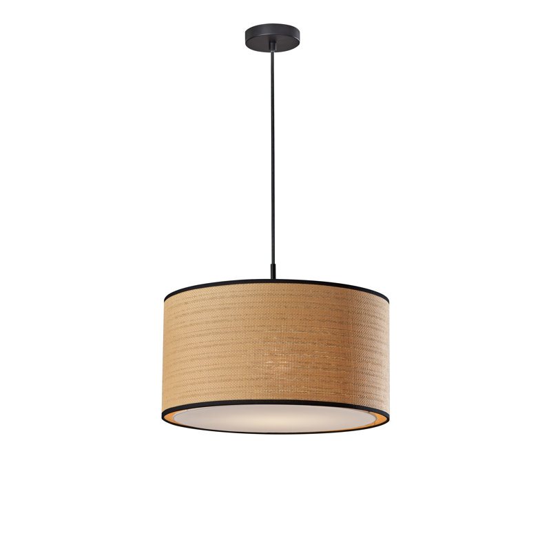 Grand luminaire suspendu Kinnear, Noir, Naturel / noir / blanc
