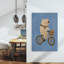 Cute Bear On Bike Playful Whimsical Contemporary Bear Wall Art Print 1 Piece Wrapped Canvas Wall Art-1554768289