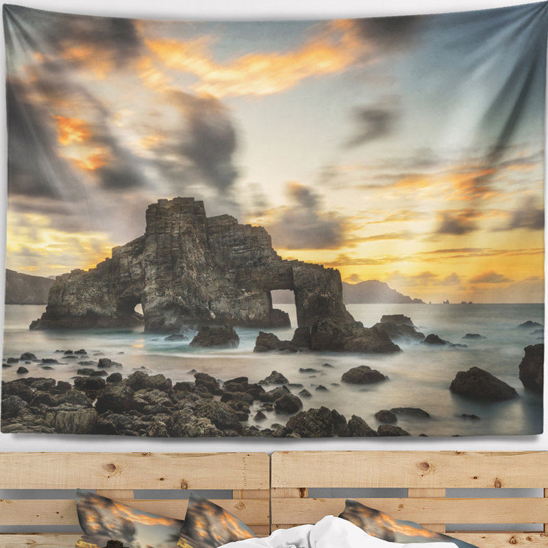 Tapisserie jaune côte atlantique mer côte atlantique, H 50 po x l 60 po