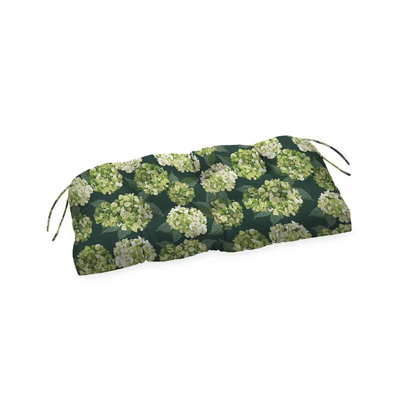 Coussin de banc d'extérieur classique avec attaches 36 "x 20", Hortensia Green Envy