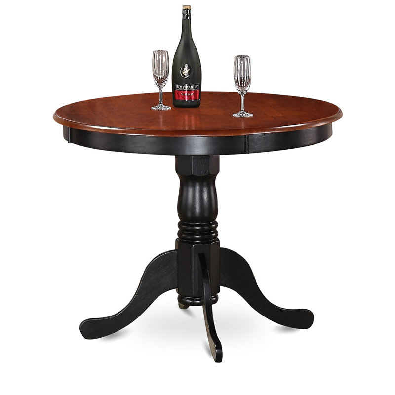 5 Piece Dining Room Table Set Includes a Round Kitchen Table with Pedestal and 4 Dining Chairs, 36x36 Inch, Black & Cherry