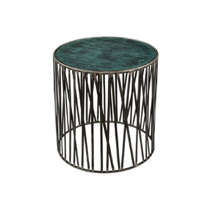 Round End Table with Metal Frame, 22x22x22