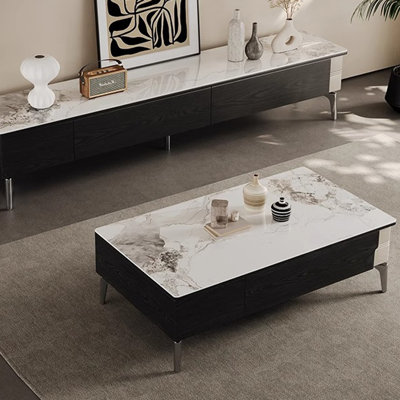 Table basse minimaliste avec plateau en pierre frittée