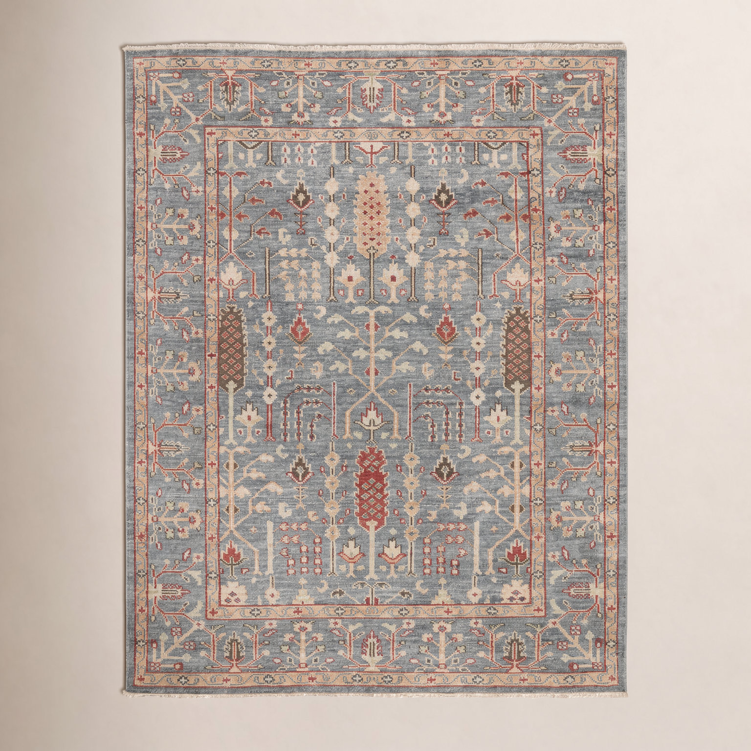 Brandonville Blue Gold Hand-Knotted Oriental Rug, Rectangle 3'6" x 5'6"