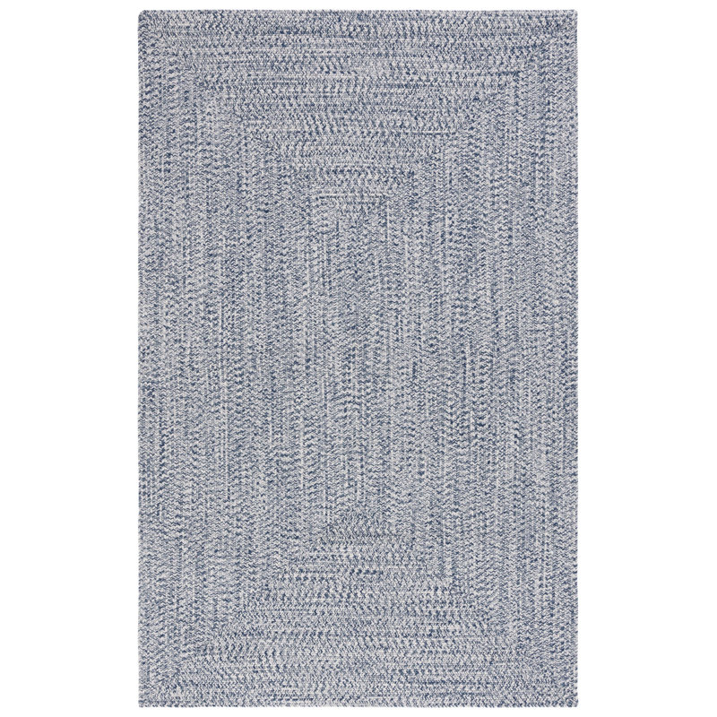 Trombetta Stain Resistant Indoor / Outdoor Area Rug, Rectangle 3' x 5', Dark Blue/Ivory