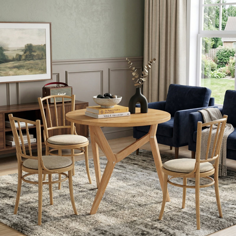 Table basse ronde à plateau relevable avec hauteur ajustable, bois massif, 34,5 po