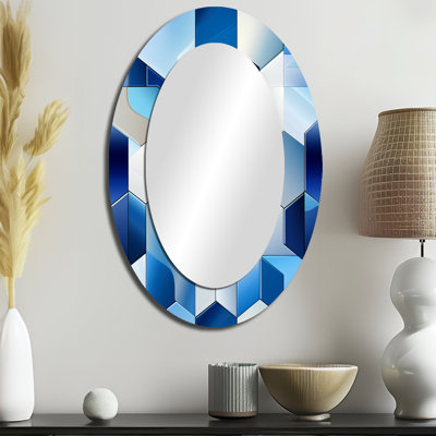 Valia - Miroir mural ovale bleu