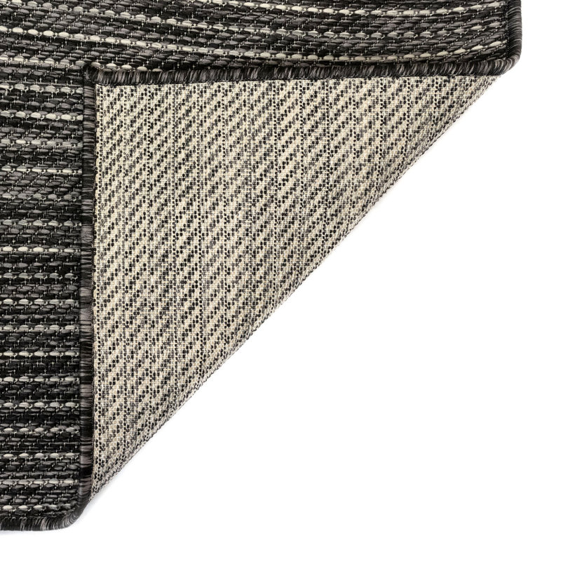 Tapis intérieur / extérieur noir Saldanha, Rectangle 6 pi 6 po x 9 pi 4 po