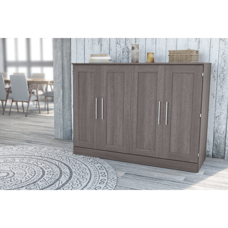 Lit armoire avec matelas Pur, Double, Écorce gris