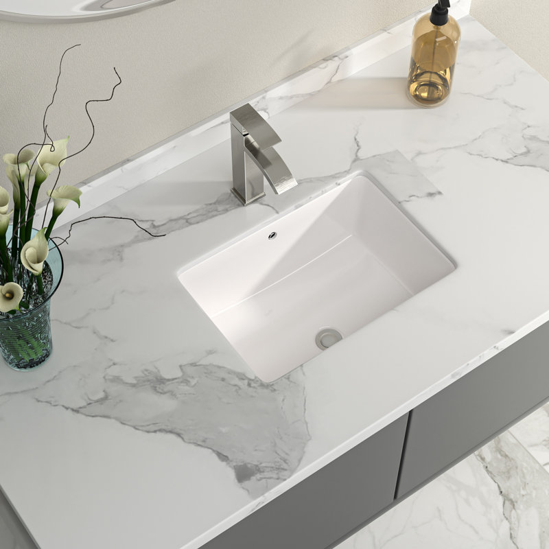 18 Inch Undermount Bathroom Sink Rectangle Bathroom Sink White Ceramic Sink with Overflow