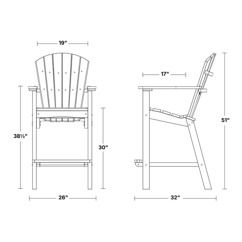 Chaise haute 30 "Classic, Bois patiné